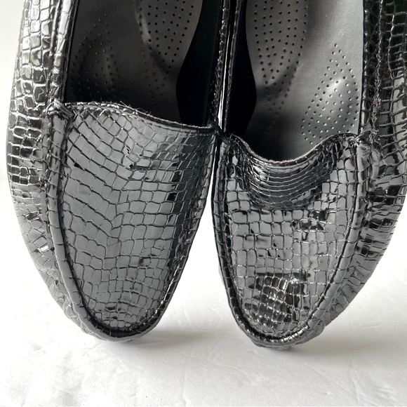 SAS Black Patent Leather Snake Print Embossed Loafers Size 12 N - Picture 7 of 10